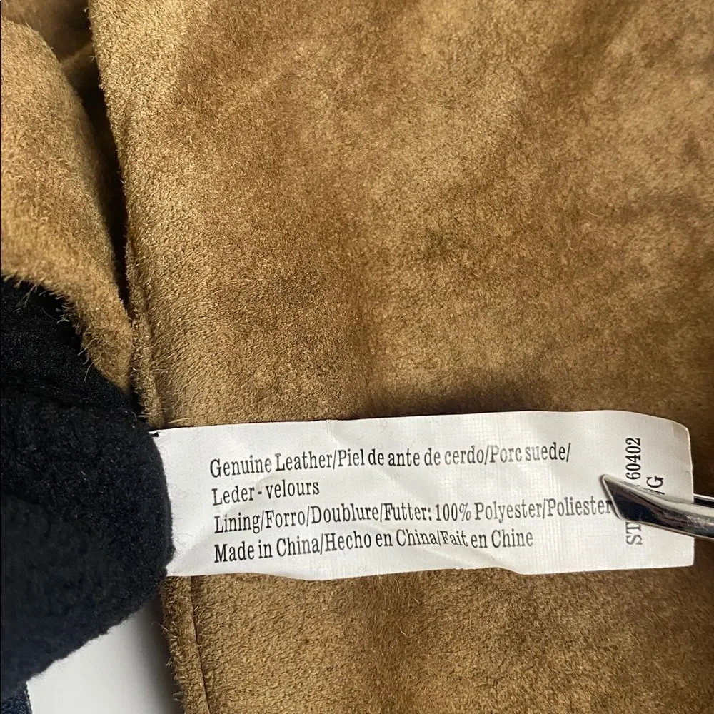 Genuine Leather Suede Gloves | Brown Pig Suede Lined Winter Gloves | Size M